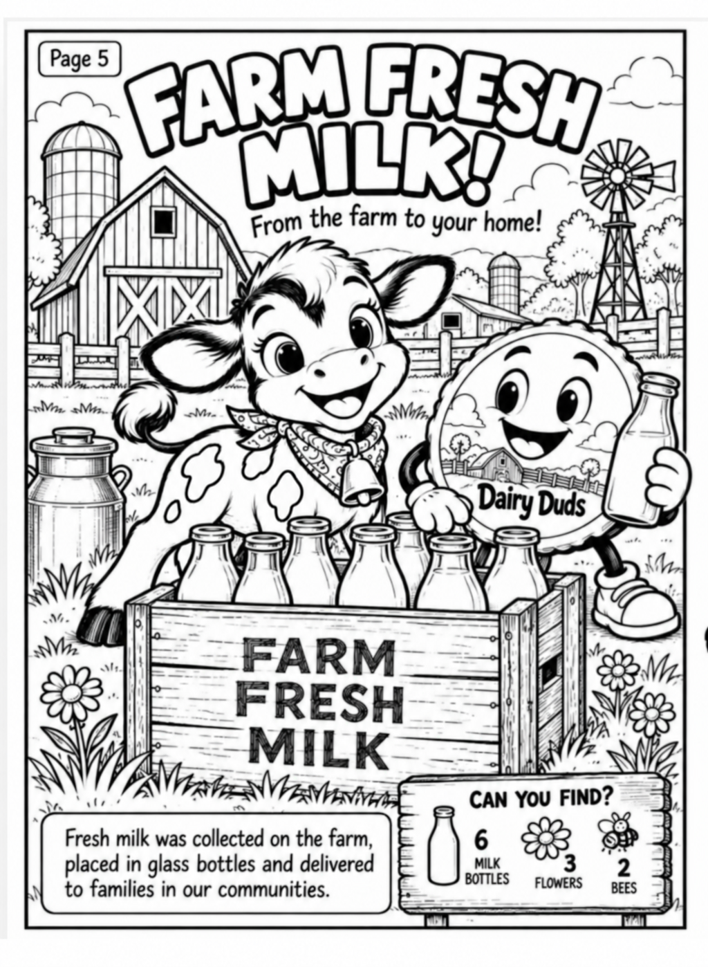 Moo & Cap's Dairy Duds Printable Coloring Book