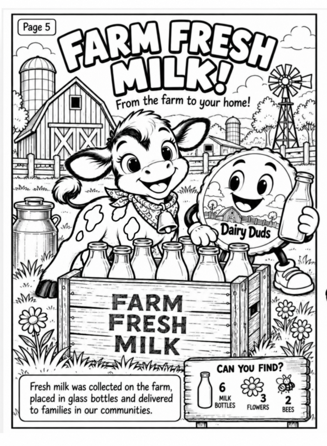 Moo & Cap's Dairy Duds Printable Coloring Book